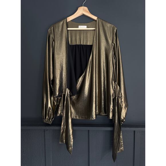 Ramy Brook Alijah Metallic Tie Front Blouse Size XS - Picture 8 of 10